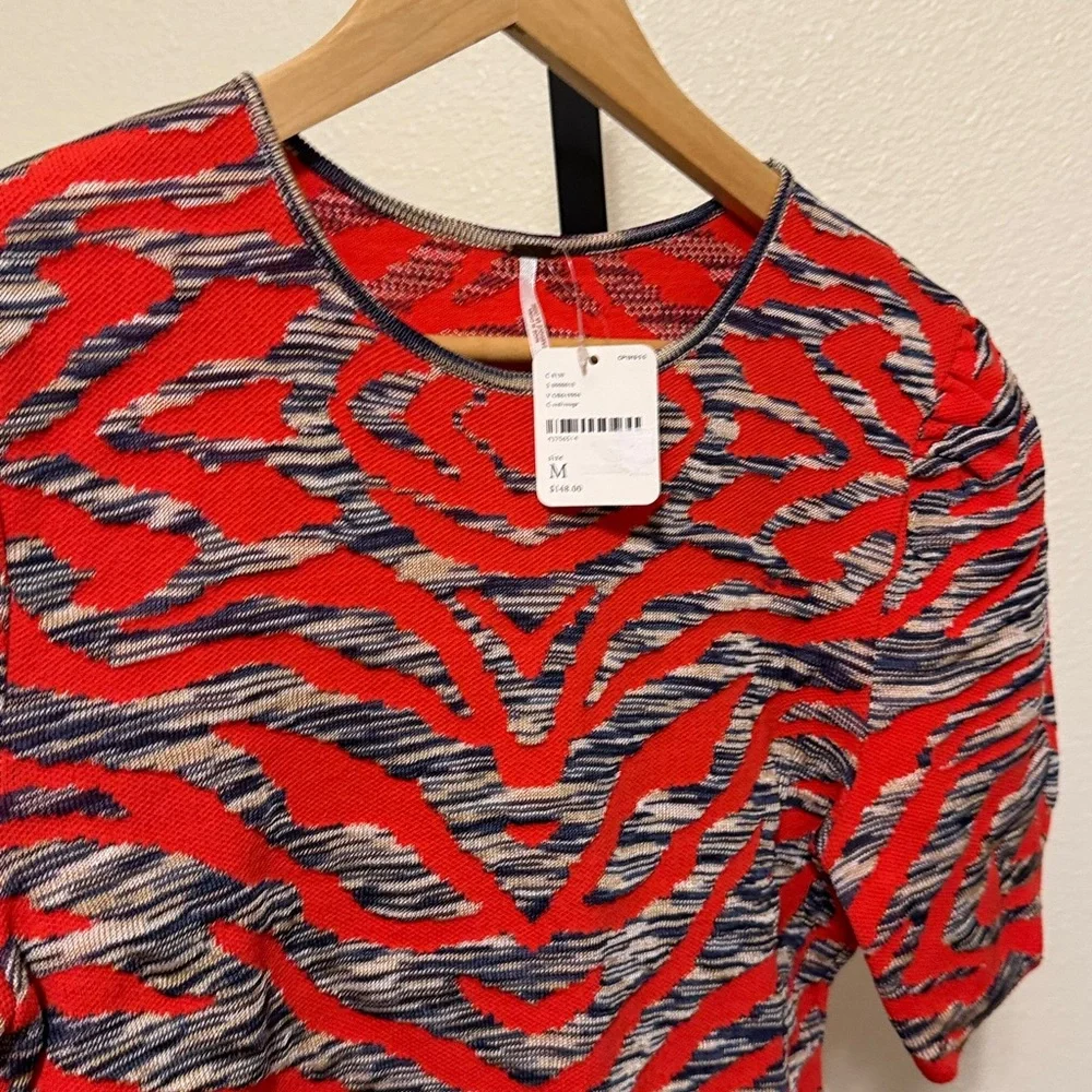 Free people 🌹Red and Black Tiger Stripe Short Sleeve Dress - Picture 5 of 17